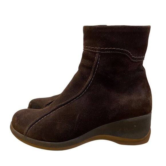 La Canadienne Sibil2 Womens Suede Ankle Boots Brown wedges sidezipper classic 35 - Picture 1 of 15